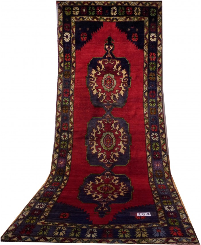 Handmade Turkish Central Anatolian Nomadic Big Runner Original Wool on Wool Carpet – FREE SHIPPING..!