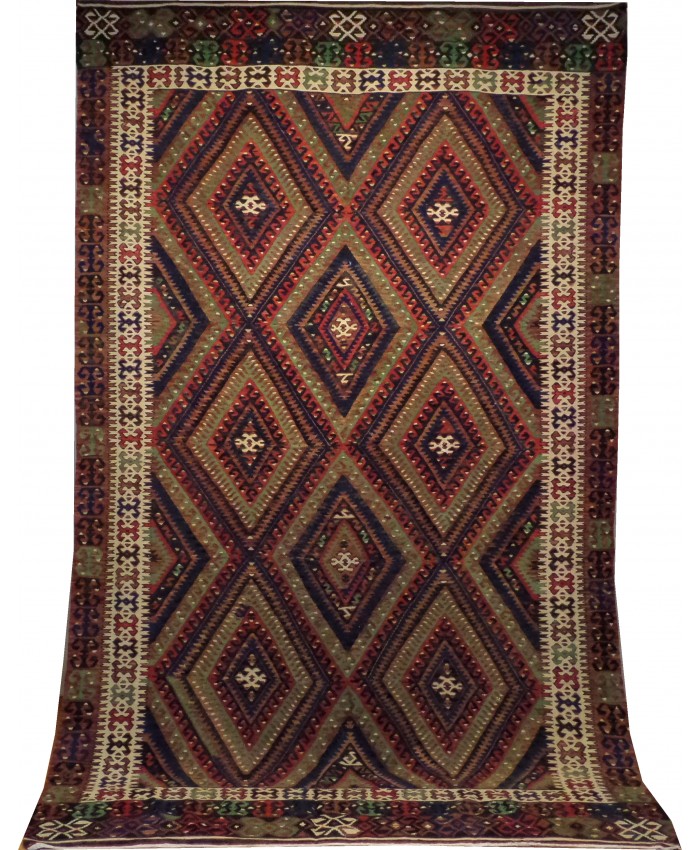 Handmade Turkish Fethiye Seydiler Original Wool On Cotton Kilim – FREE SHIPPING..!