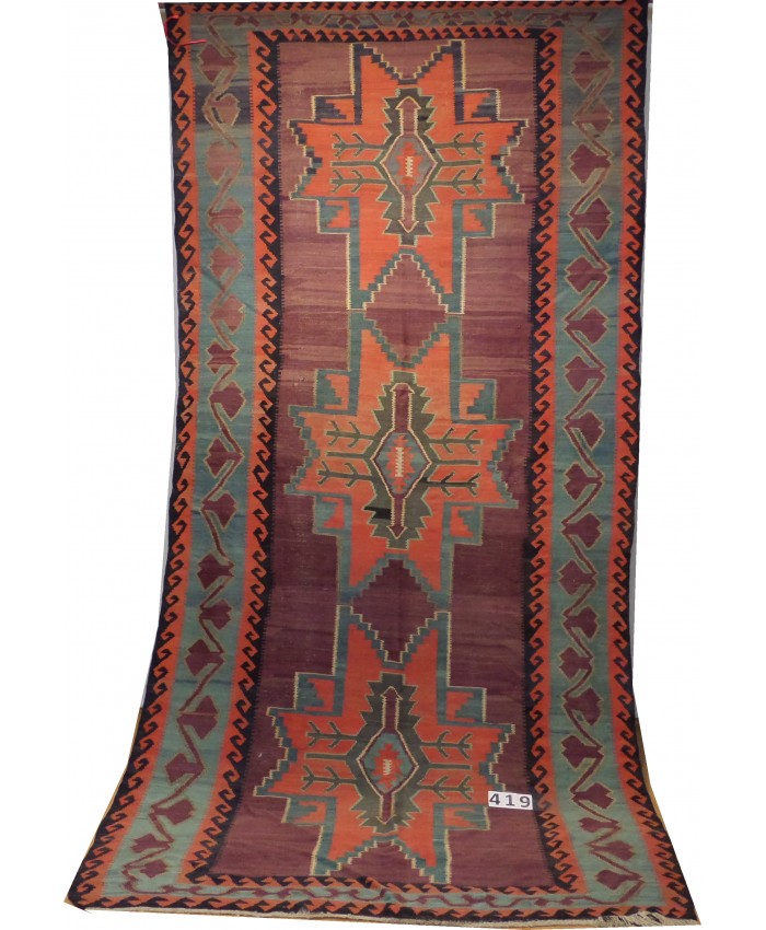 Handmade Anatolian Kazak Original Wool On Wool Kilim – FREE SHIPPING..!