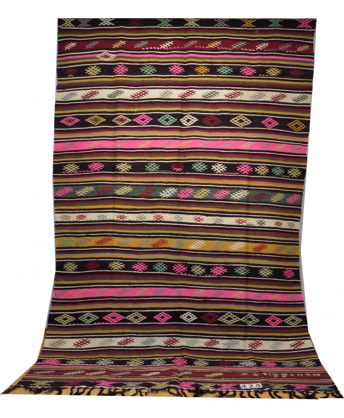 Handmade Turkish Anatolian Nomadic Original Wool On Wool Kilim – FREE SHIPPING..!