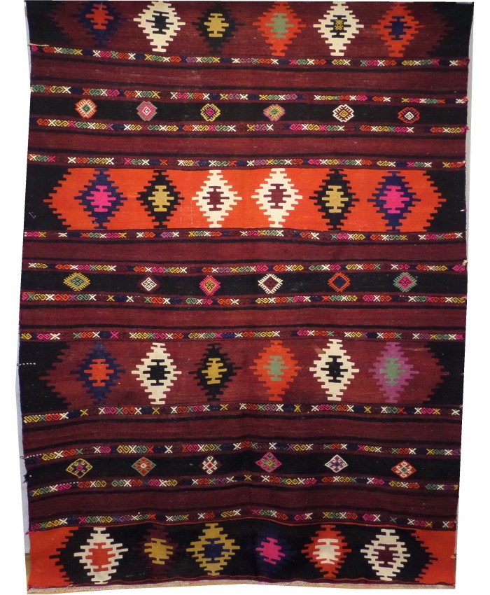 Handmade Turkish Anatolian Sivas Nomadic Original Wool On Cotton Kilim – FREE SHIPPING..!