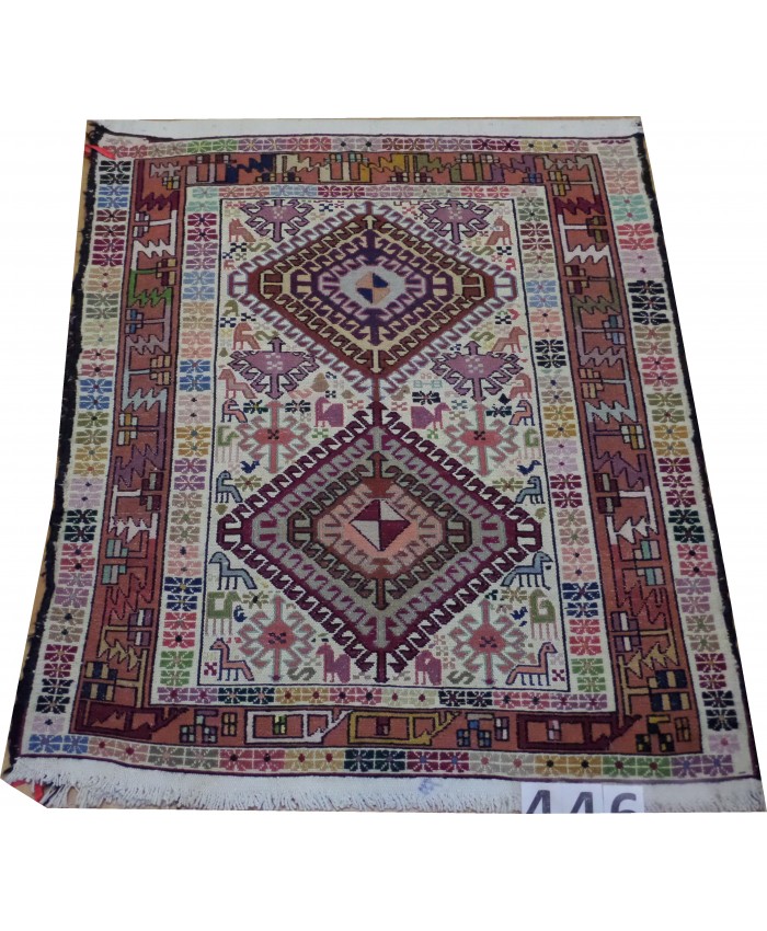 Handmade Hakkari Sumak Original Wool On Cotton Kilim – FREE SHIPPING..!