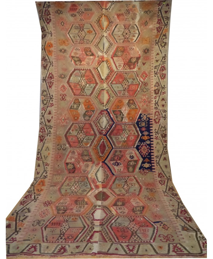 Handmade Turkish Anatolian Nomadic Kilim Original Wool On Wool – FREE SHIPPING..!